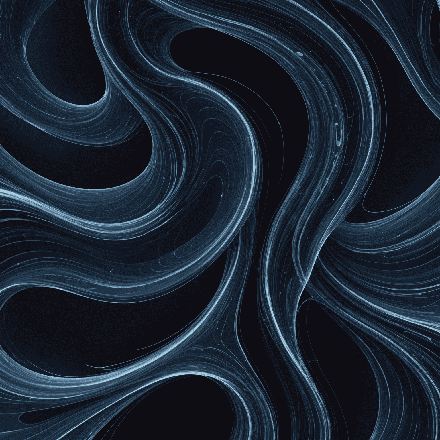 Abstract visualization of AI-generated fluid motion patterns, with swirling lines and particles forming organic shapes against a deep blue background