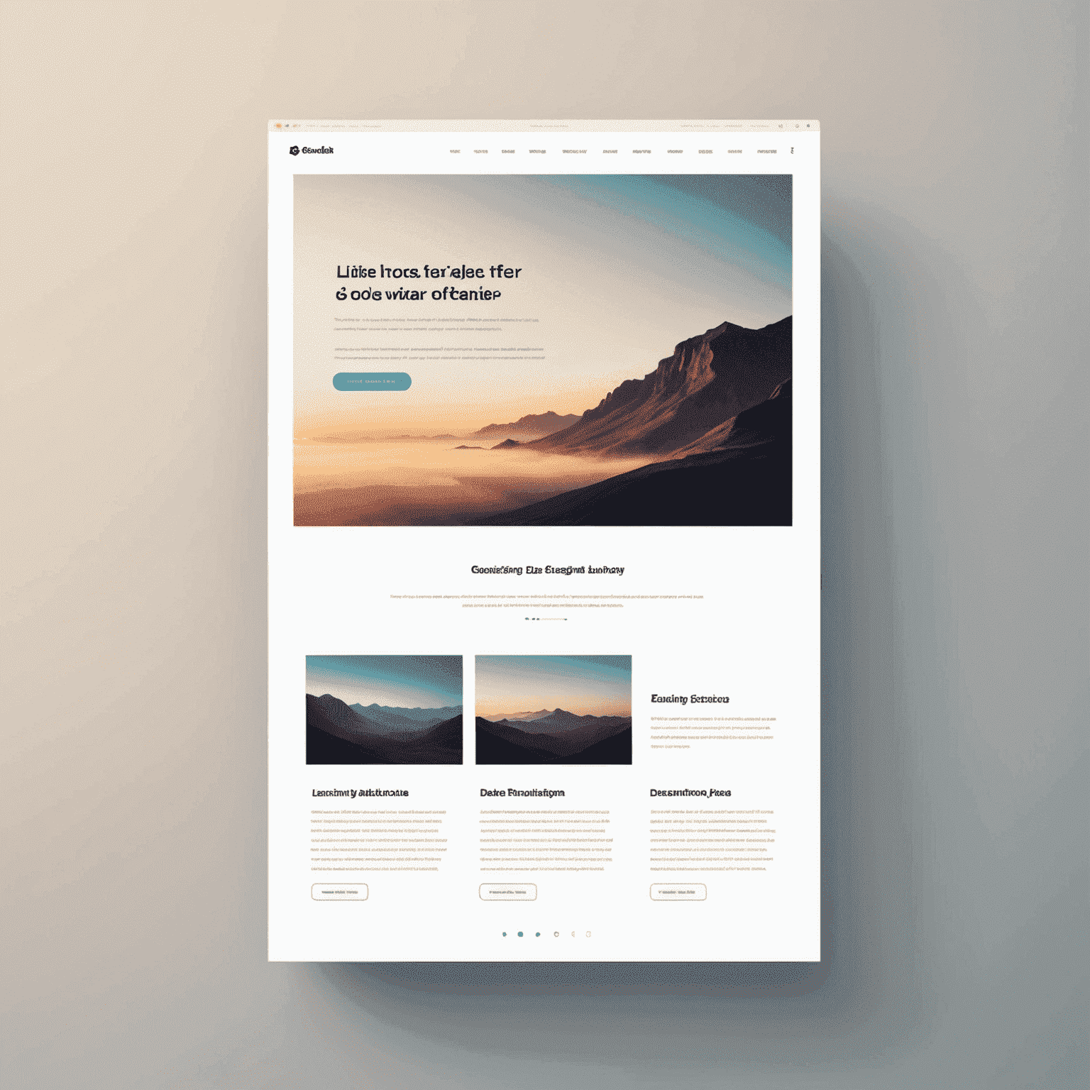Minimalist web design showcasing subtle gradients, volumetric lighting effects, and strategic use of negative space in a sleek, modern interface