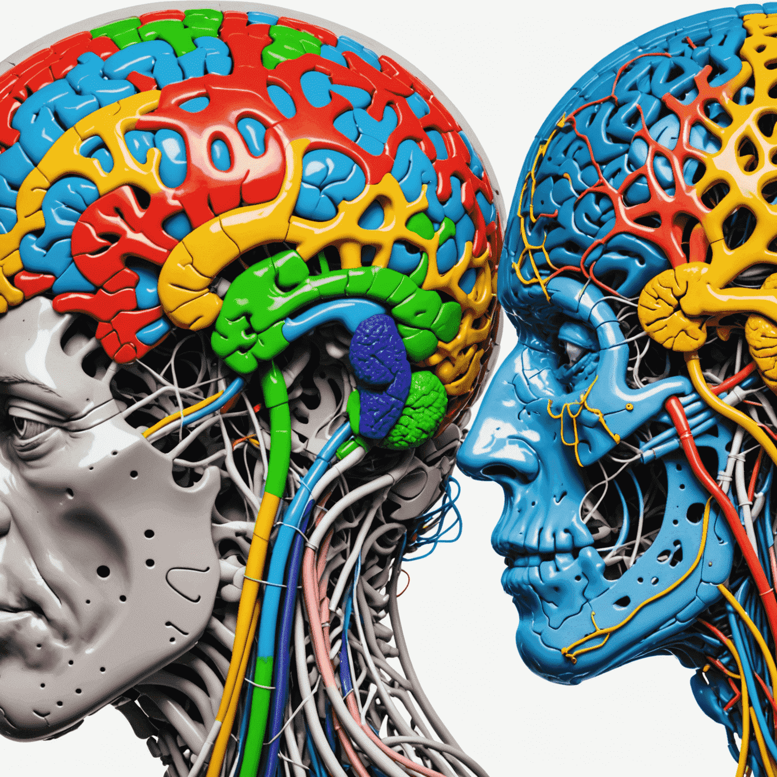 A split-screen comparison showing a user's brain activity when interacting with a website with jarring transitions (left) versus smooth transitions (right). The smooth transition side should show more harmonious and less chaotic brain wave patterns, visualized through colorful, flowing neural networks.